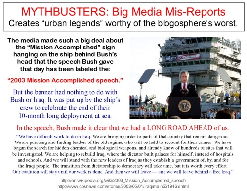 2003 Bush did NOT say Mission Accomplished