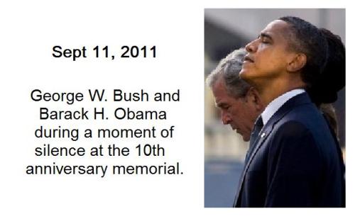 2011_09 11 Bush v Obama - Body language