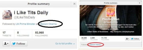 Barack Obama follows two porn feeds