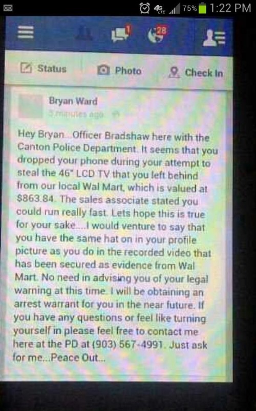 Hey Bryan Officer Bradshaw here