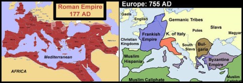 Roman Empire vs Dark Ages maps
