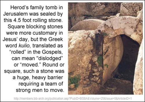 Stone blocking tomb