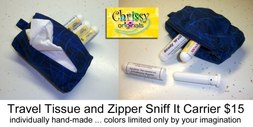 Travel tissue and zipper Sniff It carrier $15