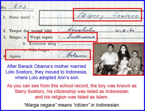 Barry Soetoro - Indonesian citizen, Muslim religion