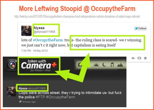 Occupy the Farm anti-capitalist uses iPhone