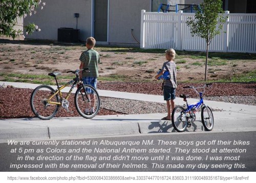 Two boys honor the Red, White and Blue