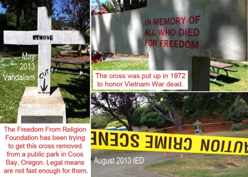 Coos Bay Ore cross vandalized 2d time