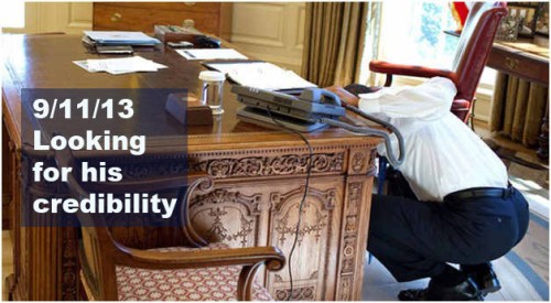 Obama looking under desk