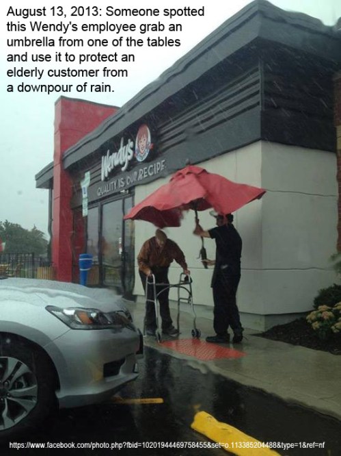 2013_08 13 Wendy's employee shelters old man