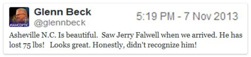 2013_11 07 Beck tweet about Falwell