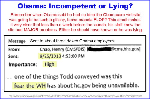 2013_11 23 Obama Incompetent or Lying