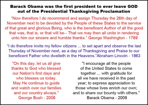 Obama Firsts - Cutting GOD out of Thanksgiving
