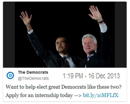 2013_12 Dems use Bill Clinton to recruit interns