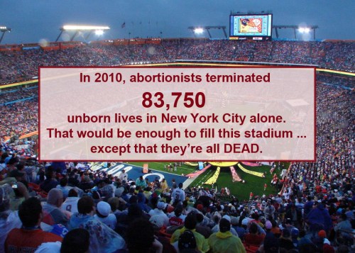 Stadium full of dead babies