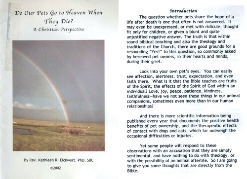 01 Do our pets go to Heaven when they die by Rev K Eickwort