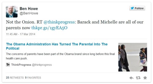 2014_03 17 Obamas now everyone's Mom and Dad