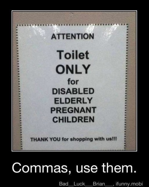 COMMAS toilet sign
