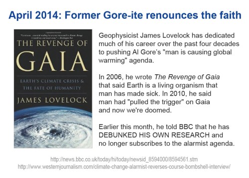 2014_04 Lovelock debunks his own AGW research