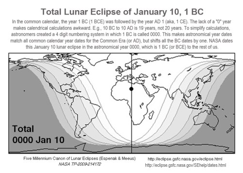 Lunar eclipse chart from NASA for Jan 10 1 BC