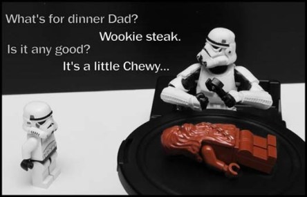 STAR WARS and LEGO Wookie steak a little Chewy