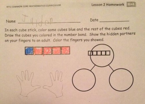 2014_03 Kgarten Common Core math homework