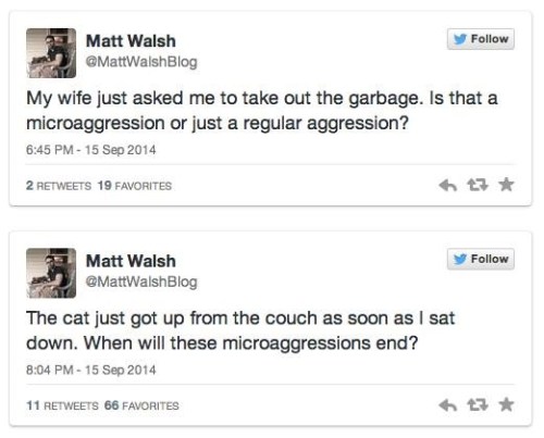 2014_09 15 Matt Walsh tweets microaggression jokes