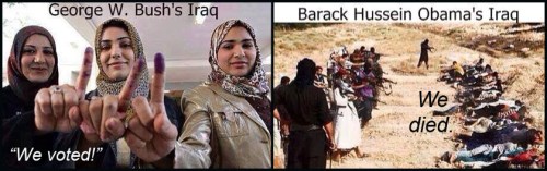 IRAQ Bush VOTES v Obama DEATH