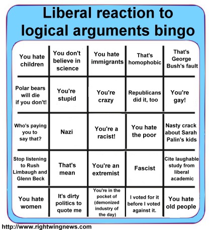 Liberal reactions to logical arguments BINGO