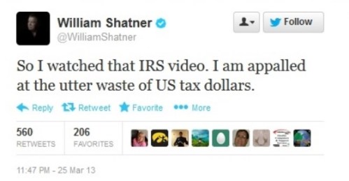 2013_03 25 Shatner appalled at IRS video