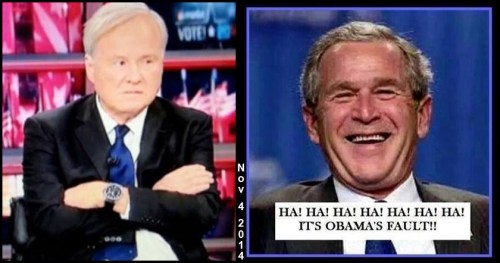 2014_11 04 Chris Matthews pouts Bush laughs