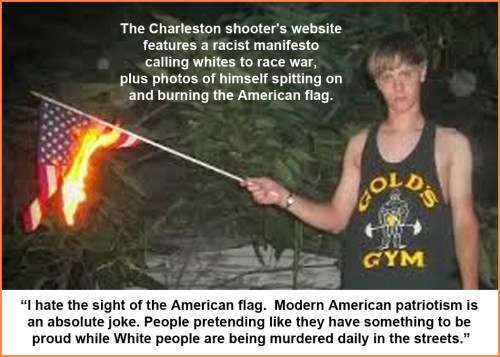 2015_06 Charleston shooter race war burning flag