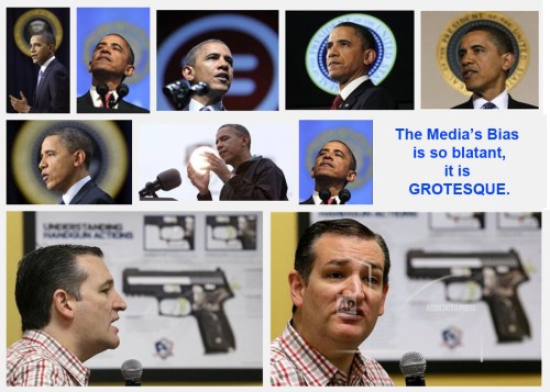 Obama halo pics vs Cruz gun pics