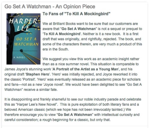 Go Set A Watchman apology