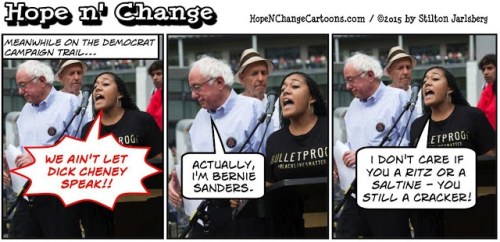 2015_08 08 Sanders rally disrupted by Hope n Change