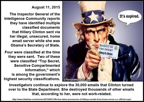 HILLARY Benefit of Doubt card expired by Terrell