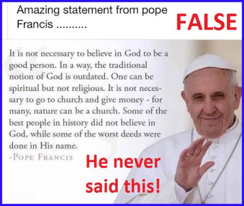 Pope Francis - false quotation