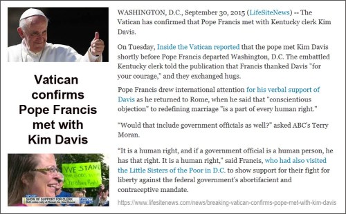 2015_09 30 Vatican confirms Kim Davis Pope meet