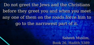 Hadith 25-5389 Do not greet J and C