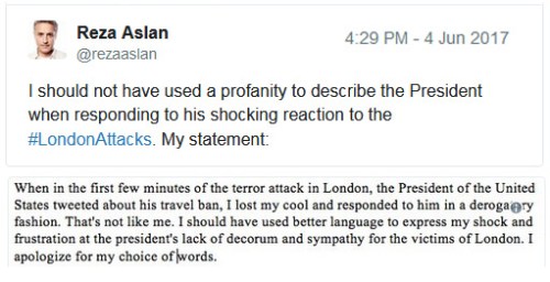 2017_06 04 Reza Aslan's apology