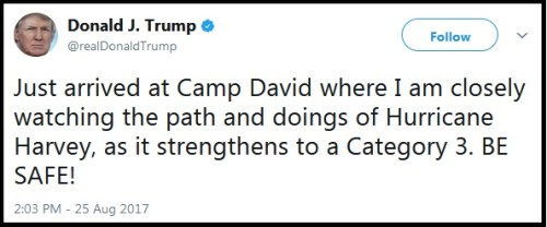2017_08 25 Trump tweet Hurricane Harvey