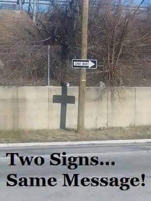 Two signs Same message