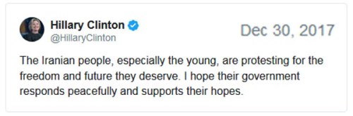 2017_12 30 Hillary tweets re Iran protests