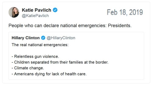 2019_02 18 Pavlich Clinton tweets