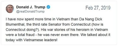 2019_02 27 Trump tweet Blumenthal