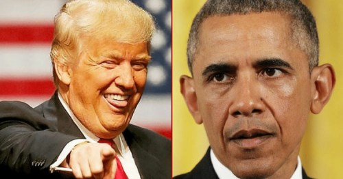 Trump laughing at Obama
