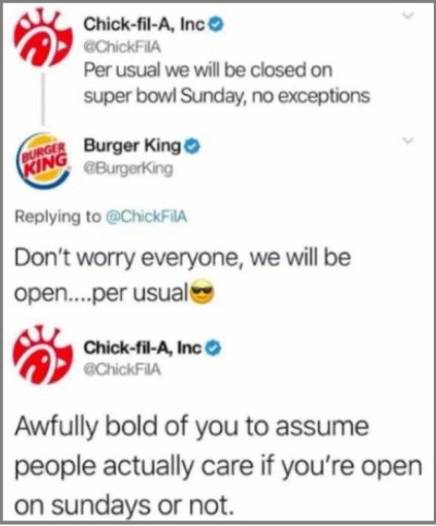 Chick fil A v Burger King tweets