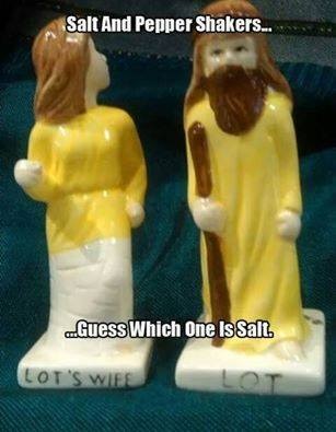 CHRISTIAN Lot and Lot's wife salt and pepper shakers