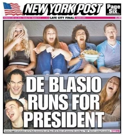 de blasio runs NY Post
