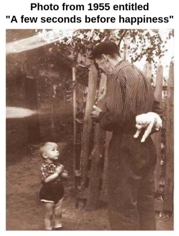 a few seconds before happiness
