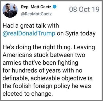 2019_10 14 Gaetz Syria tweet